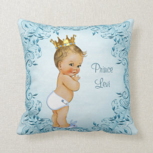 Cojín Decorativo Príncipe rubio personalizado Blue Leaves