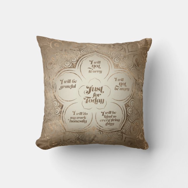 Cojín Decorativo Principios de Reiki - escarpado de oro de los (Anverso)
