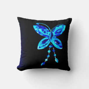 Cojín Decorativo Prisma azul de la mariposa