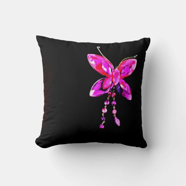 Cojín Decorativo Prisma de mariposa rosa (Anverso)