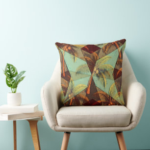 Cojín Decorativo Prisma Tropical – Diseño de Palma Geométrico Abstr