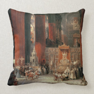 Cojín Decorativo Procesión en la catedral de Sevilla, 1833 (aceite