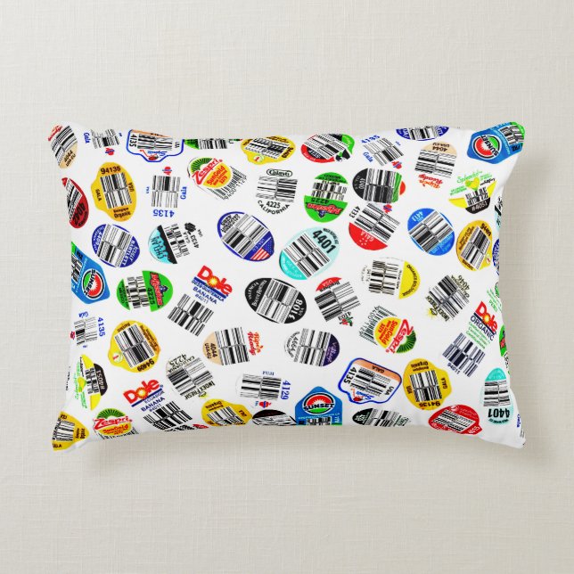 Cojín Decorativo Producir Pegatinas de código de barras (Anverso)