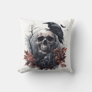 Cojín Decorativo Profecía de Calavera y Cuervo
