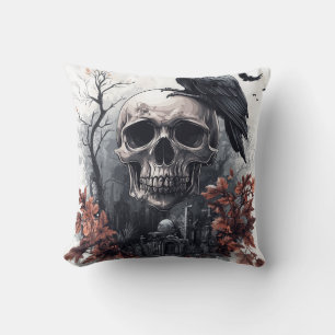 Cojín Decorativo Profecía de la Calavera y el Cuervo