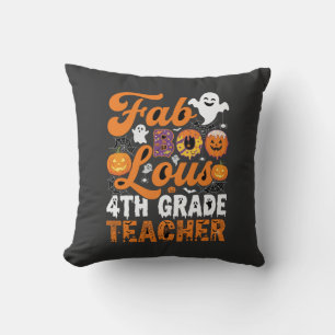 Cojín Decorativo Profesor de 4º grado Fab-BOO-Loso de Halloween