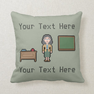 Cojín Decorativo Profesor de encargo de la hembra del pixel