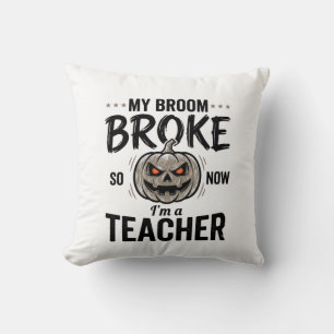 Cojín Decorativo Profesor de Halloween Escoba Rota Diseño de Calaba