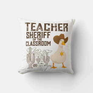 Cojín Decorativo Profesor De vuelta a la escuela Cowboy Retro Goose