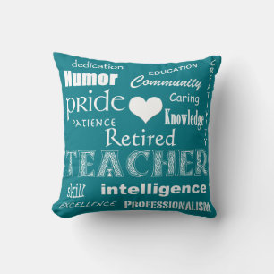 Cojín Decorativo Profesora jubilada Orgullo-Corazón blanco+Personal