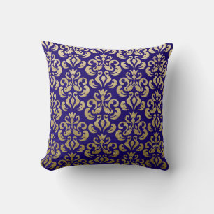 Cojín Decorativo Profundo patrón de damasco de púrpura y pan de oro