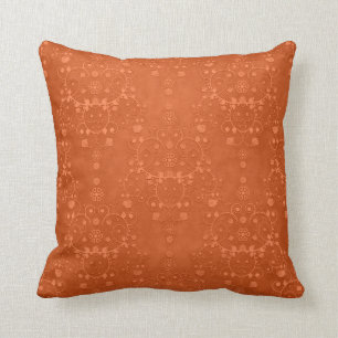 Cojín Decorativo Profundo Patrón de Damasco Naranja Quemada de Fant