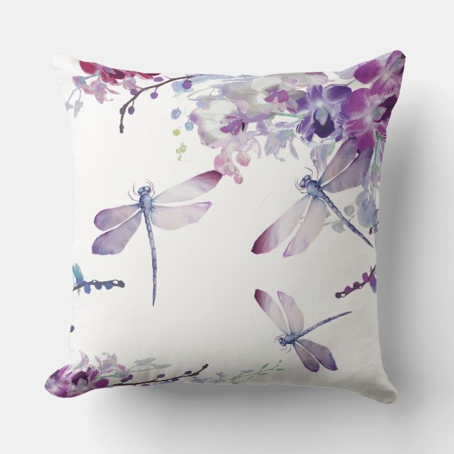 Cojín Decorativo Programa Funeral de Colibrí de Orquídeas Purpúreas (Anverso)