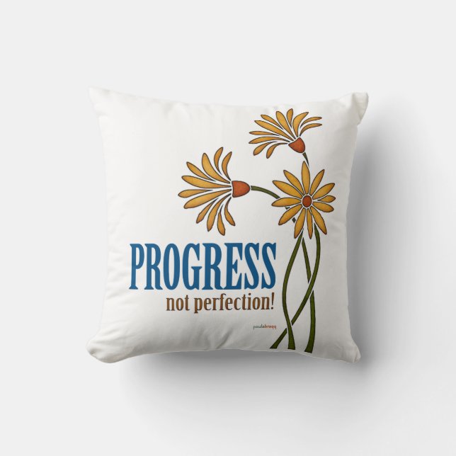 Cojín Decorativo ¡Progreso, no perfección! (cita de la (Anverso)