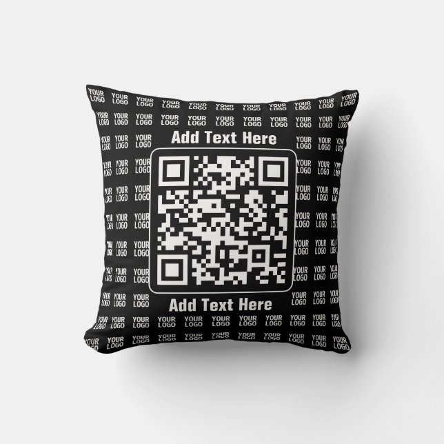 Cojín Decorativo Promotional QR code (editable) plus Logo Pattern (Anverso)