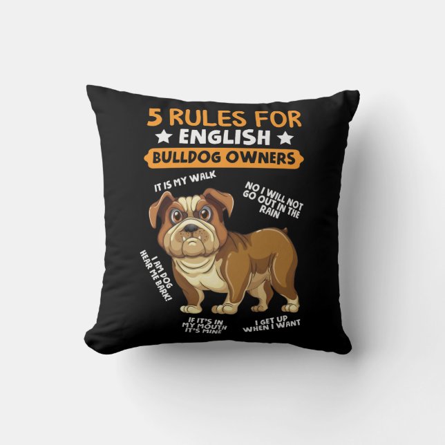 Cojín Decorativo Propietario del Bulldog inglés Mascota humorístico (Anverso)