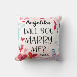 Cojín Decorativo Propuesta matrimonial   ¿Te Casarás Conmigo? Nombr