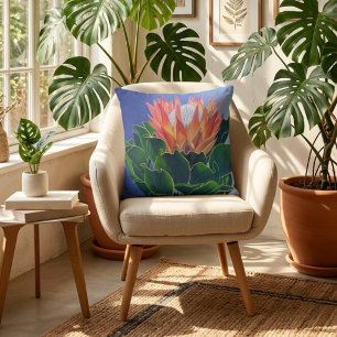 Cojín Decorativo Protea Rey Audaz Arte Floral Pintado a Mano