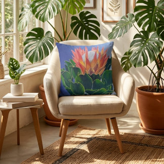 Cojín Decorativo Protea Rey Audaz | Arte Floral Pintado a Mano