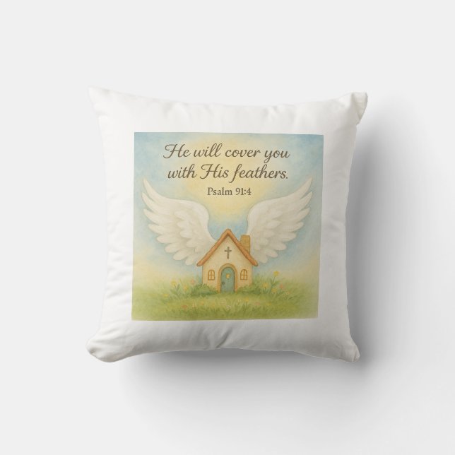 Cojín Decorativo Protección Divina - Salmo 91:4 (Anverso)