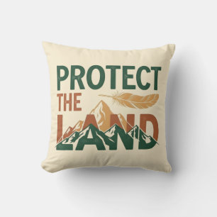 Cojín Decorativo "Protege la Tierra" Montañas con Pluma 