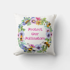 Cojín Decorativo Proteger nuestros polinizadores Flores de abejas