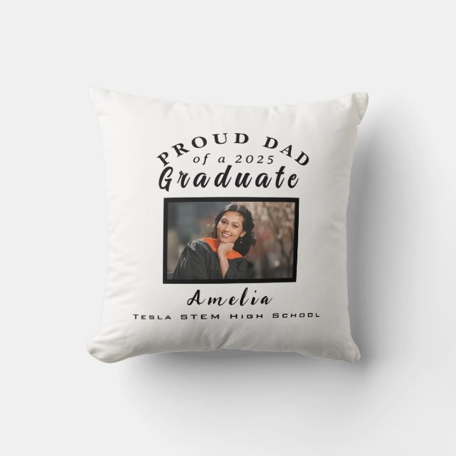 Cojín Decorativo Proud Dad Graduation 2025 Custom Photo Gift  (Anverso)
