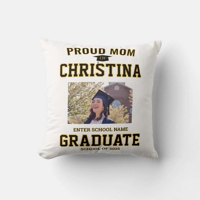 Cojín Decorativo Proud mom parent of student of class of 2025 (Anverso)