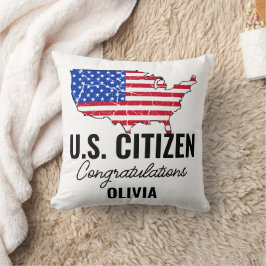 Cojín Decorativo Proud New U.S. Citizen – American Map