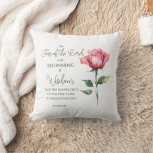 Cojín Decorativo Proverbios 9:10 Miedo a la Biblia de las flores de