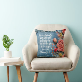 Cojín Decorativo Proverbs 31:25 Throw Pillow Inspiring Bible Verse