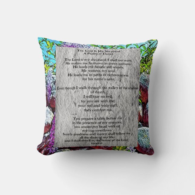 Cojín Decorativo Psalm 23 biblical quote (Anverso)