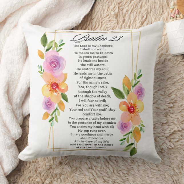 Cojín Decorativo Psalm 23 Floral Geometric Frame (Manta)