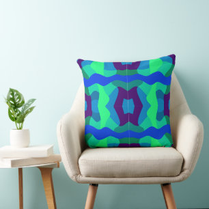 Cojín Decorativo Psicodelación Psicográfica Azul Púrpura Verde