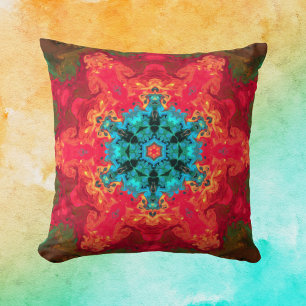 Cojín Decorativo Psicodelia Hippie Azul y Rojo