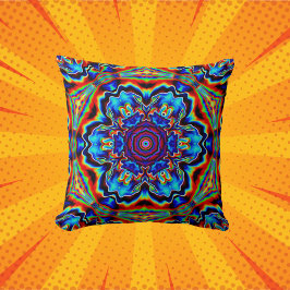 Cojín Decorativo Psicodelia Kaleidoscope Azul Rojo y Verde