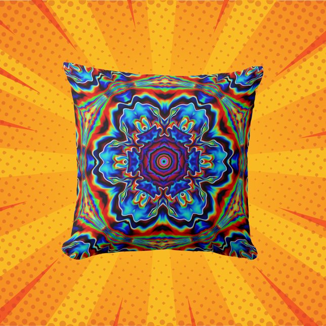 Cojín Decorativo Psicodelia Kaleidoscope Azul Rojo y Verde (Subido por el creador)