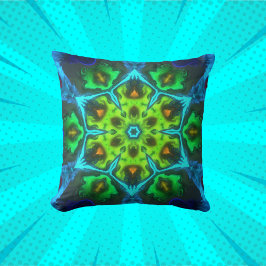 Cojín Decorativo Psicodelia Kaleidoscope Azul verde y Naranja