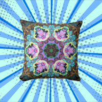 Psicodélico Mandala Flor amarillo azul y rosa