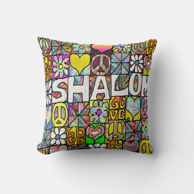 Cojín decorativo Psicodélico Shalom LOVE de Retro  (Anverso)