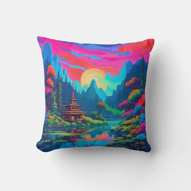 Cojín Decorativo Psicodelismo japonés (Anverso)