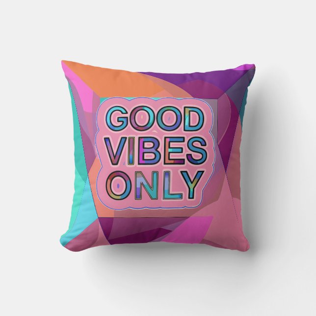 Cojín Decorativo Psychedelic "Good Vibes Only" Text Graphic (Anverso)