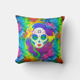 Cojín Decorativo [Psychedelic Sugar Skull] Corbata de Estampado Cal