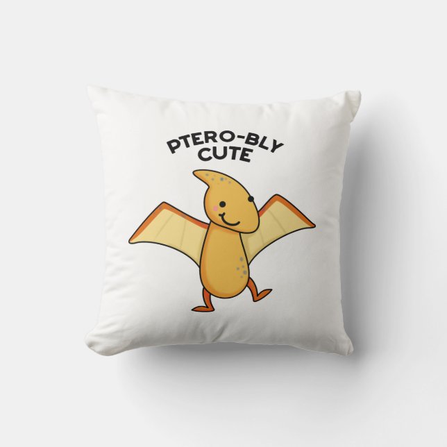 Cojín Decorativo Pterobobly Cute Funny Dinosaur Pterodactyl Pun (Anverso)