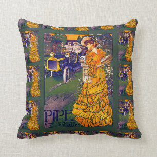 Cojín Decorativo Publicidad en automóviles de estilo Art Nouveau b