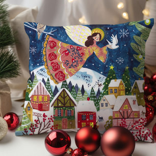 Cojín Decorativo Pueblo angelical navideño