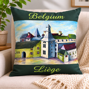 Cojín Decorativo Pueblo de Arte Popular de Lieja Bélgica