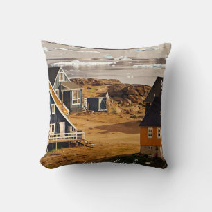 Cojín Decorativo Pueblo de Groenlandia, fotografía escénica