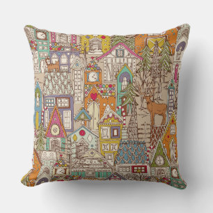 Cojín Decorativo pueblo de pan de jengibre vintage