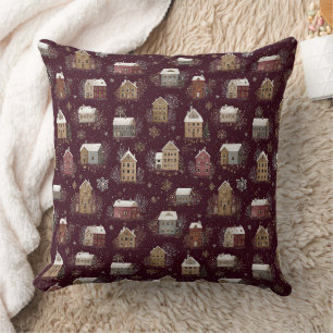 Cojín Decorativo Pueblo invernal nevado acogedor Patrón (2)